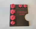 MTG Commandzone with custom D10 and D20 Dice