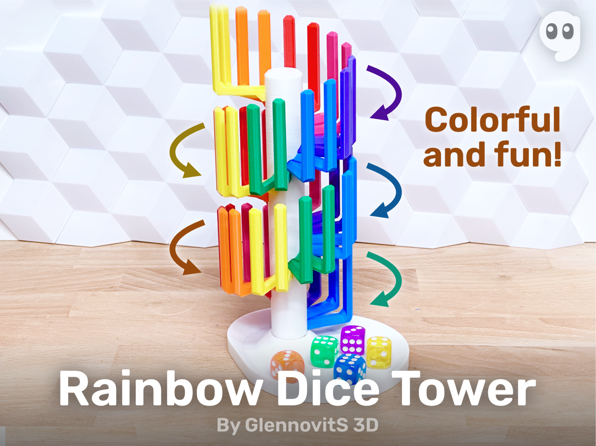 Rainbow Dice Tower (no AMS/MMU needed)